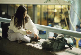 Photograph of a Student Playing Solitaire