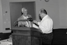 Photograph of Greg Gatenby and Eric Wright during a creative writing workshop