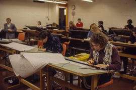 Photograph of Susan Topping and Interior Design students in the classroom