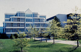 A photograph of the exterior of the main entrance of Building NX