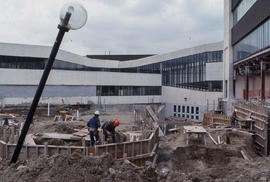 Photograph of construction of the NX building and library