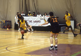 Photograph of Humber Hawks playing in the Athletic Centre gym