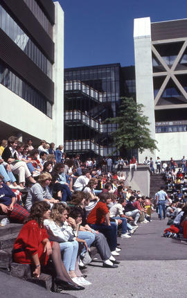 Photograph of a student event held in the courtyard