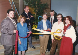 Photograph of ribbon cutting for the Student Centre opening