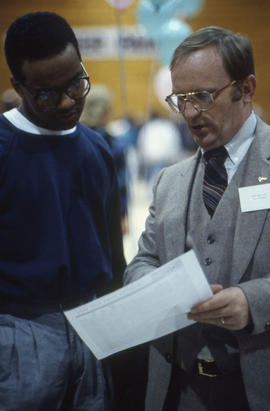 Photograph of attendees at an orientation fair