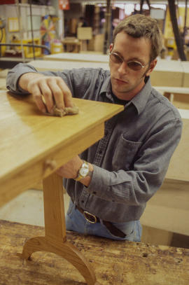 Photograph of woodwork student