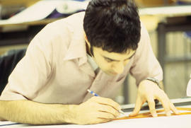 Photograph of a Design Foundations student at work