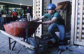 Photograph of Landscaping Students Working on a Display