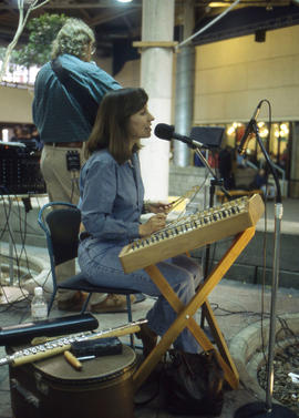 Photograph of musical performers performing in the Student Centre