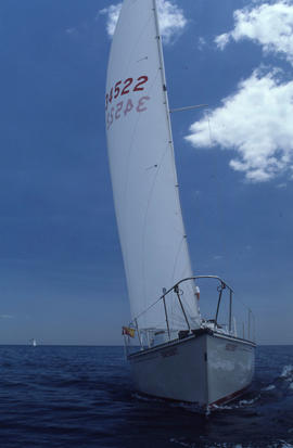 Photograph of a crew member on a sailing boat