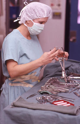 Photograph of an Operating Room Nurse training exercise