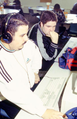 Photograph of students working on assignments
