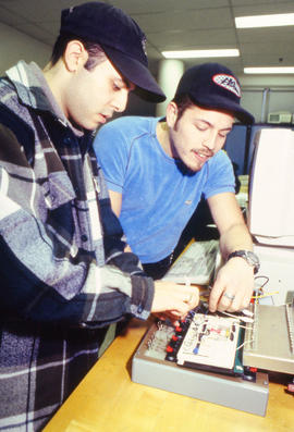 Photograph of students in the Electronics program