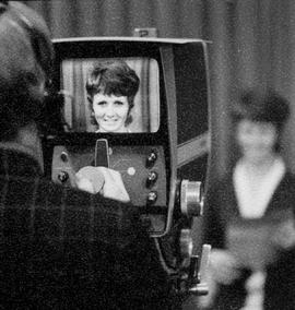 Photograph of Kelly Jenkins Filming Beverly Jemmett in the IMC Studio