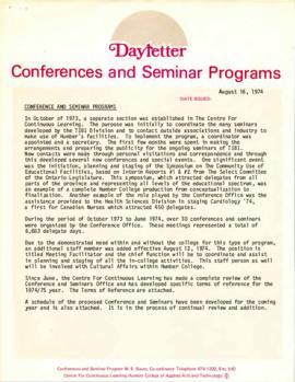 "Conference and Seminar Programs" : ['Dayletter' memorandum]