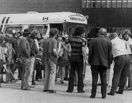 Photograph of Students Boarding the Bus to Mexico
