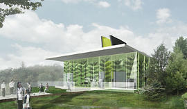 Photograph of architectural drawing for the Centre for Urban Ecology