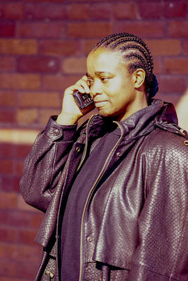Photograph of a student using the cell phone