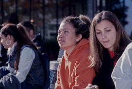 Photograph of students outside North campus Registration Centre