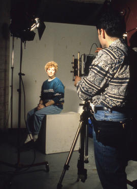 Photograph of a student posing for a student photographer