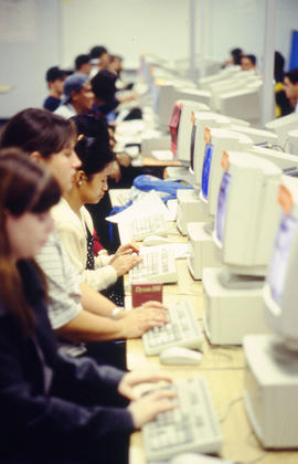 A photograph of students in the computer lab
