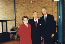 Photograph of President Robert 'Squee' Gordon, Ratna Ray and an unknown person