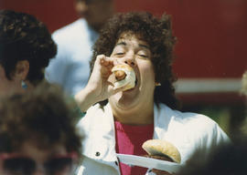 Photograph of Kathy Rowlands at the President's faculty and staff barbecue
