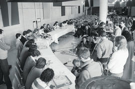 Photograph of a press conference at North
