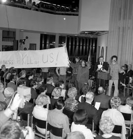 Photograph of a student demonstration during the Phase II official opening