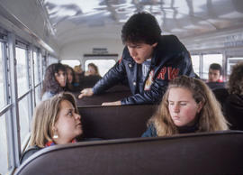 Photograph of students on the Humber bus