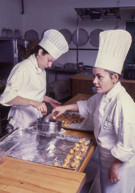 Photograph of Culinary program students making puff pastry