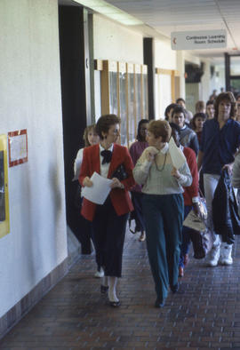 Photograph of a College guided tour starting in the hallway