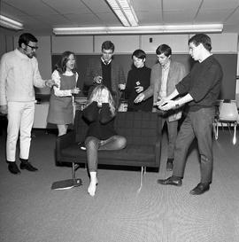 Photograph of Theatre workshop students doing an exercise
