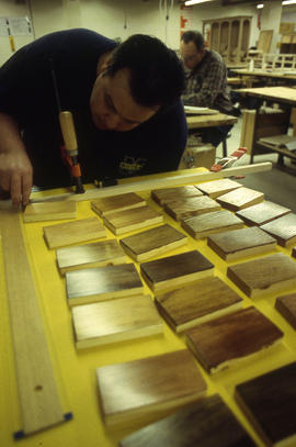 Photograph of a student in the Cabinet Making / Woodworking program