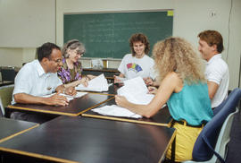 Photograph of Austin Clarke at a Creative Writing workshop