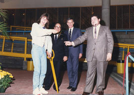 Photograph of ribbon cutting from the Student Centre official opening