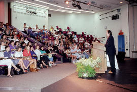 Photograph of Barry Callaghan at the podium addressing an audience