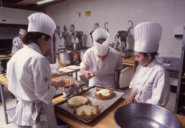 Photograph of culinary students at work