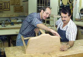 Photograph of furniture piece coming together in the Cabinet/Woodworking lab