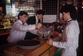 Photograph of Hotel and Restaurant students preparing to serve in the Humber Room