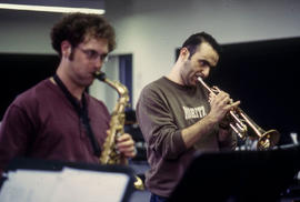 Photograph of two music students