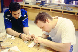 Photograph of students in the Electronics program
