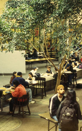 Photograph of students sitting in the student centre