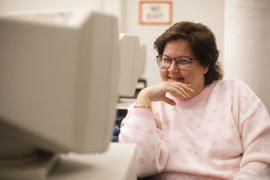 Photograph of a Student Using a Computer