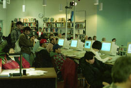 Photograph of students and faculty at the Wayson Choy reading