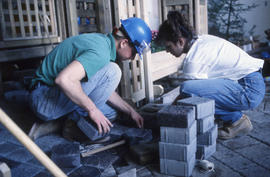 Photograph of Landscaping Students Working on a Display