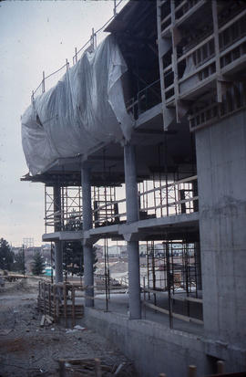 Photograph of construction of the NX building and library