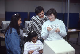 Photograph of students in main computer lab