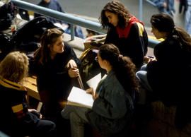 Photograph of students conversing with each other in the Student Centre