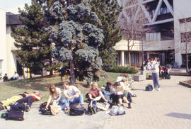 Photograph of students relaxing outdoors